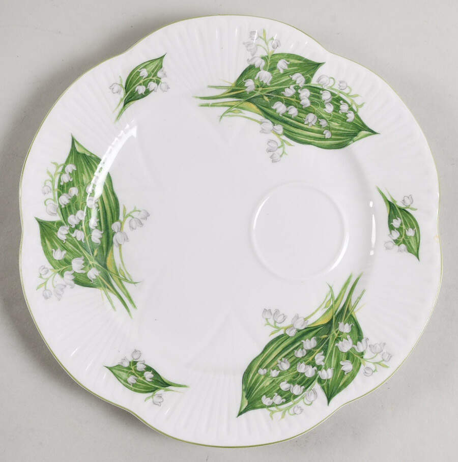 Lily of The Valley (Green Trim, Dainty Shape) Snack Plate by Shelley-1