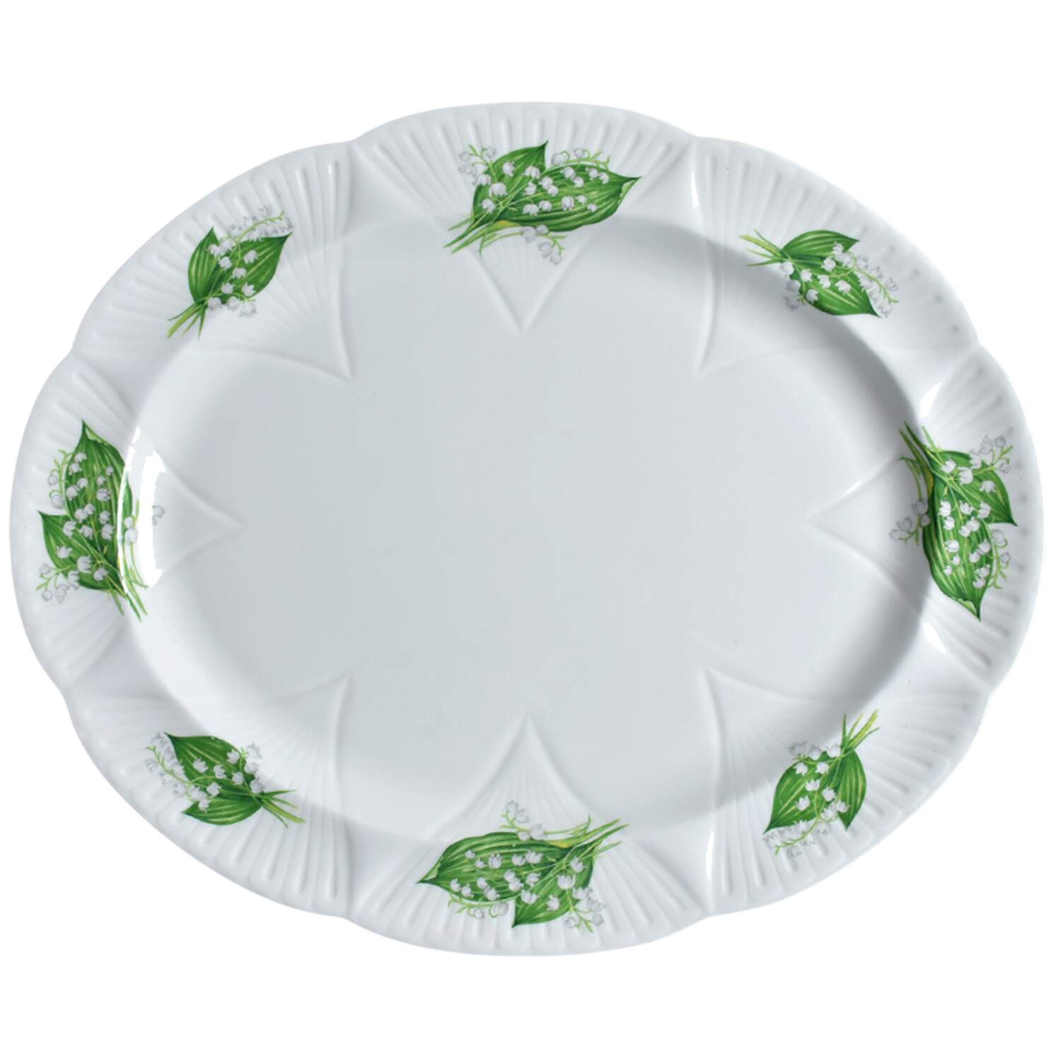 Lily of The Valley (Green Trim, Dainty Shape) 17" Oval Serving Platter by Shelley-1