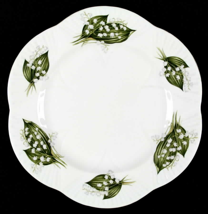 Lily of The Valley (Green Trim, Dainty Shape) Dinner Plate by Shelley-1