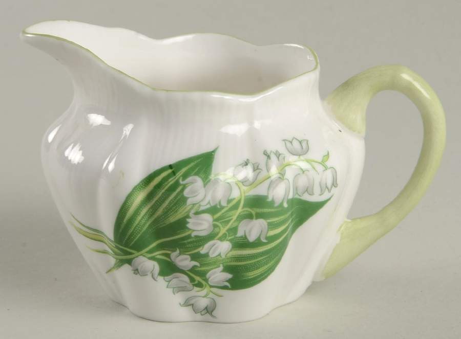 Lily of The Valley (Green Trim, Dainty Shape) Individual Creamer by Shelley-1