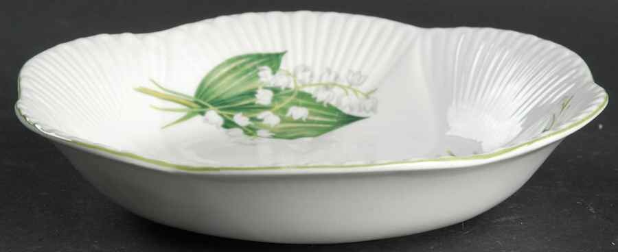 Lily of The Valley (Green Trim, Dainty Shape) Coupe Cereal Bowl by Shelley-1