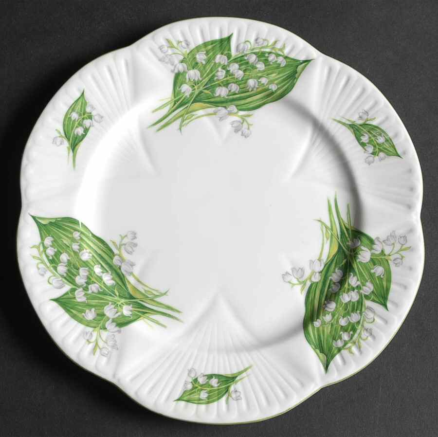 Lily of The Valley (Green Trim, Dainty Shape) Salad Plate by Shelley-1