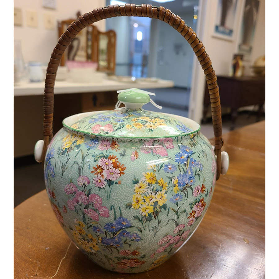 Melody (Henley&New Cambridge Shape, Green) Biscuit Barrel & Lid by Shelley-1