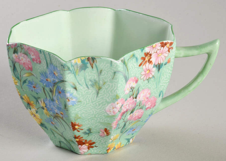 Melody (Henley&New Cambridge Shape, Green) Flat Cup by Shelley-1