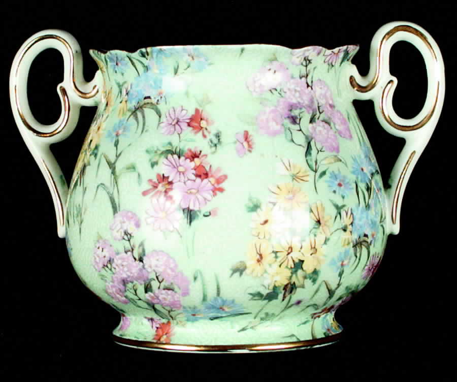 Melody (Mayfair, White Background) Sugar Bowl & Lid by Shelley-1