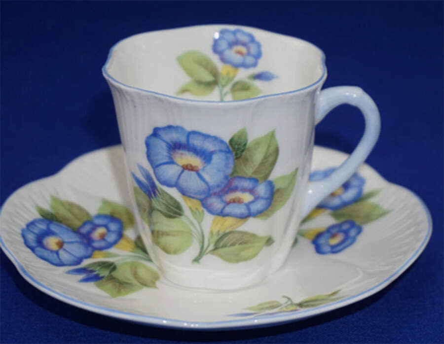Morning Glory Demitasse Cup & Saucer Set by Shelley-1