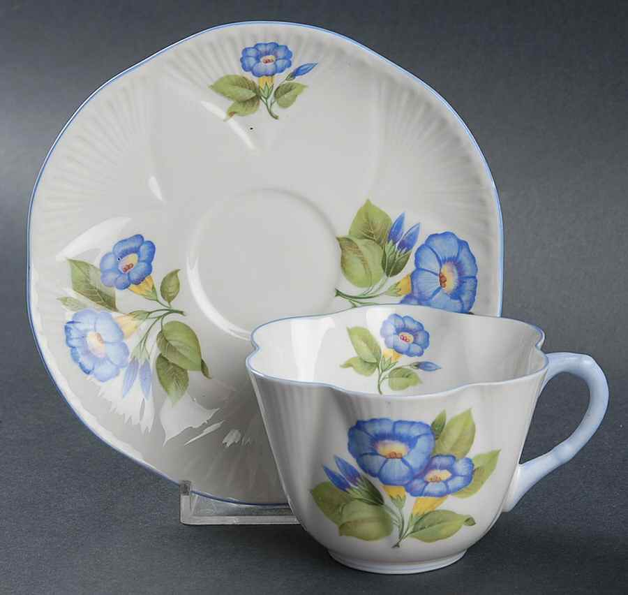 Morning Glory Flat Cup & Saucer Set by Shelley-1