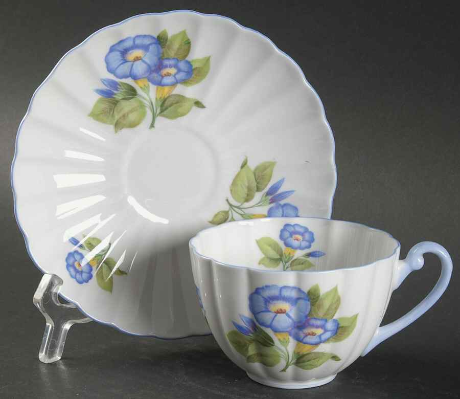 Morning Glory Flat Cup & Saucer Set by Shelley-1