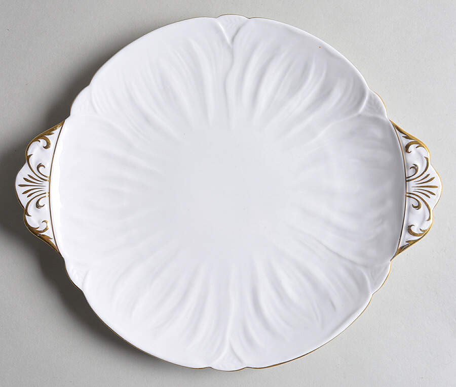 Oleander (Gold Trim) Handled Cake Plate by Shelley-1