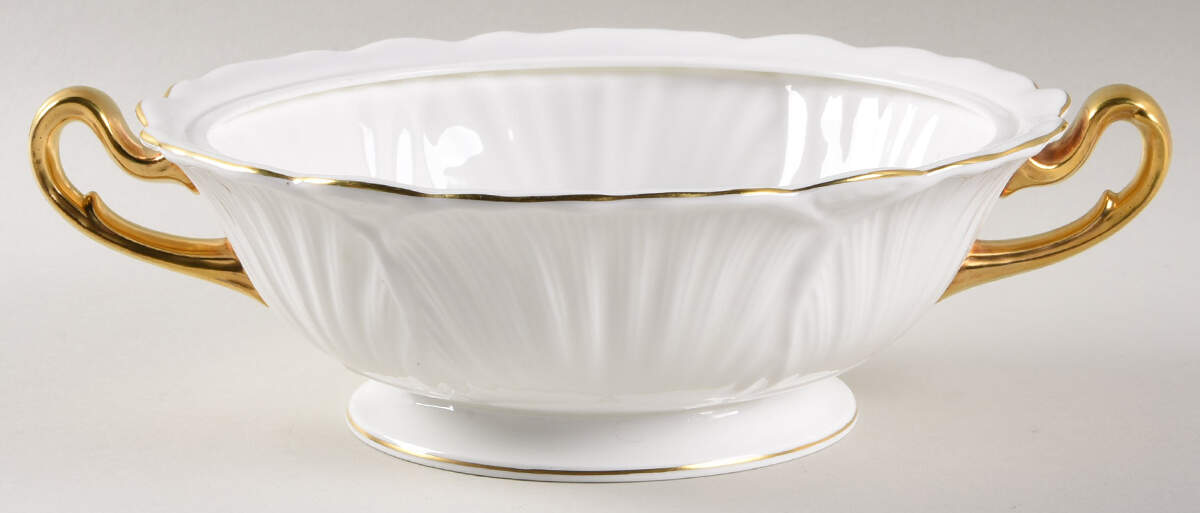 Oleander (Gold Trim) Round Vegetable No Lid by Shelley-1