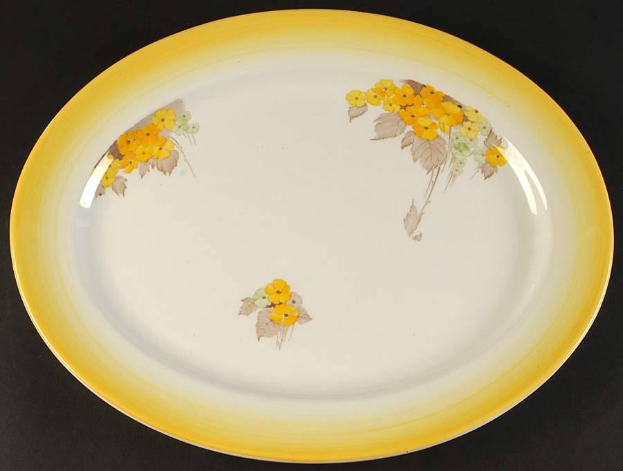 Phlox (Yellow Rim) 16" Oval Serving Platter by Shelley-1