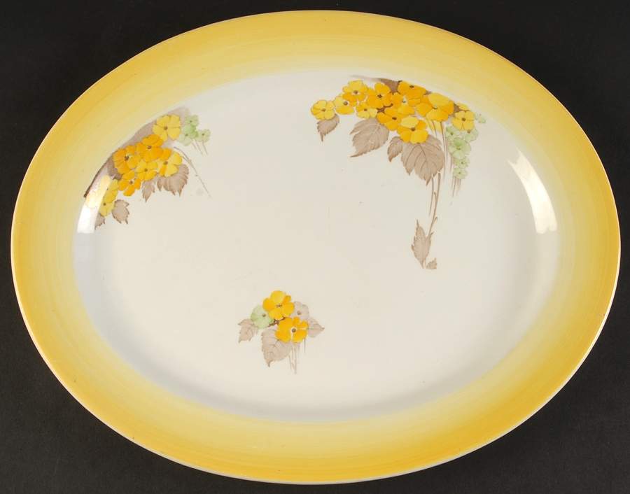 Phlox (Yellow Rim) 14" Oval Serving Platter by Shelley-1