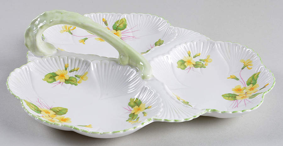Primrose (Dainty Shape, Green Trim) 3-Part Relish by Shelley-1