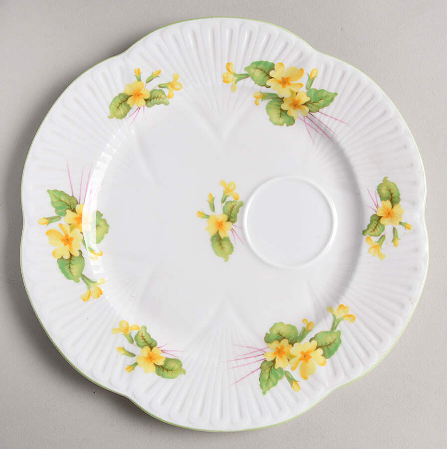 Primrose (Dainty Shape, Green Trim) Snack Plate by Shelley-1