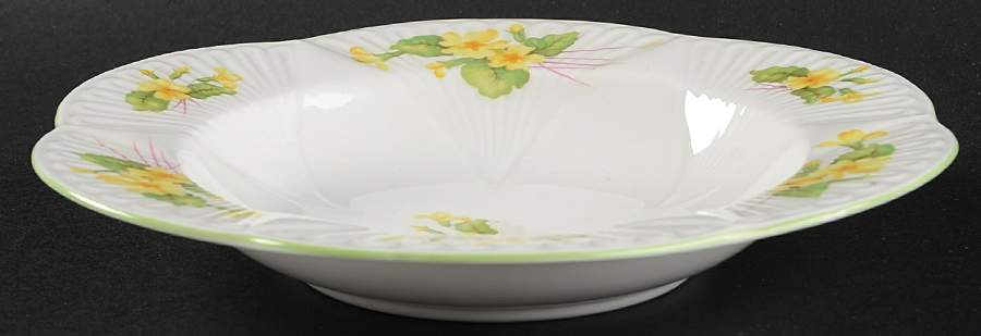 Primrose (Dainty Shape, Green Trim) Rim Soup Bowl by Shelley-1