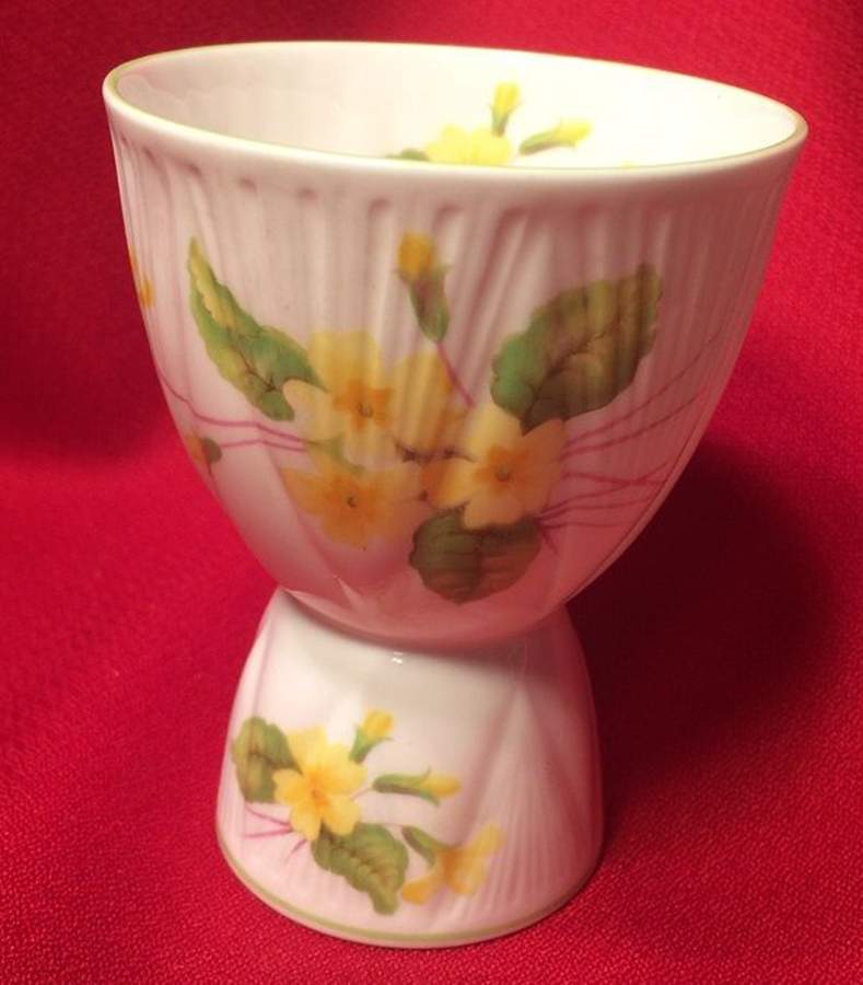 Primrose (Dainty Shape, Green Trim) Mini Egg Cup by Shelley-1