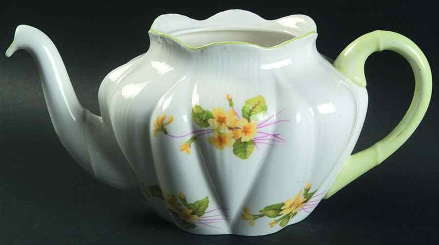 Primrose (Dainty Shape, Green Trim) Teapot No Lid by Shelley-1
