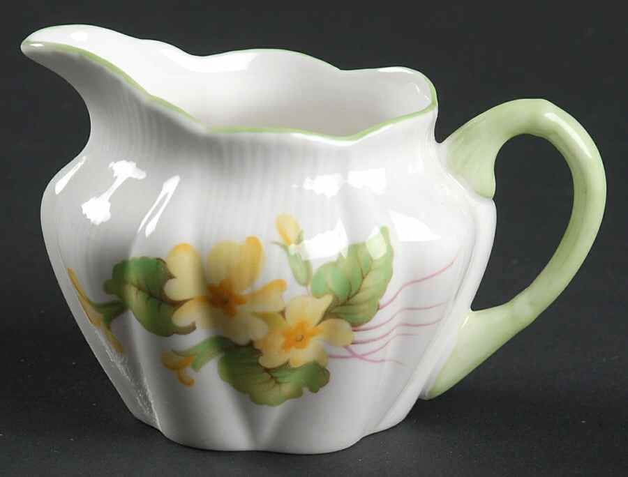 Primrose (Dainty Shape, Green Trim) Individual Creamer by Shelley-1