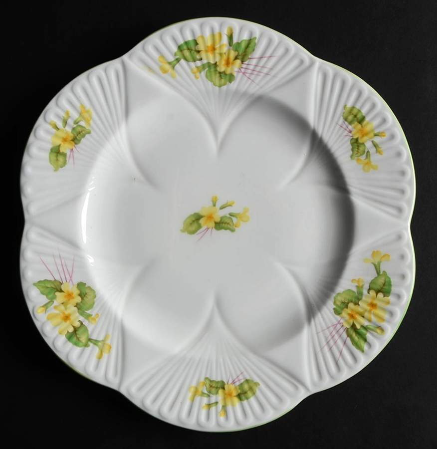Primrose (Dainty Shape, Green Trim) Luncheon Plate by Shelley-1