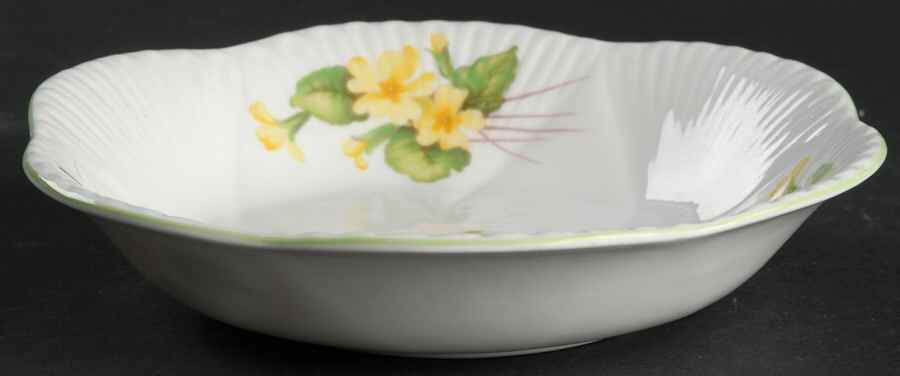 Primrose (Dainty Shape, Green Trim) Coupe Cereal Bowl by Shelley-1