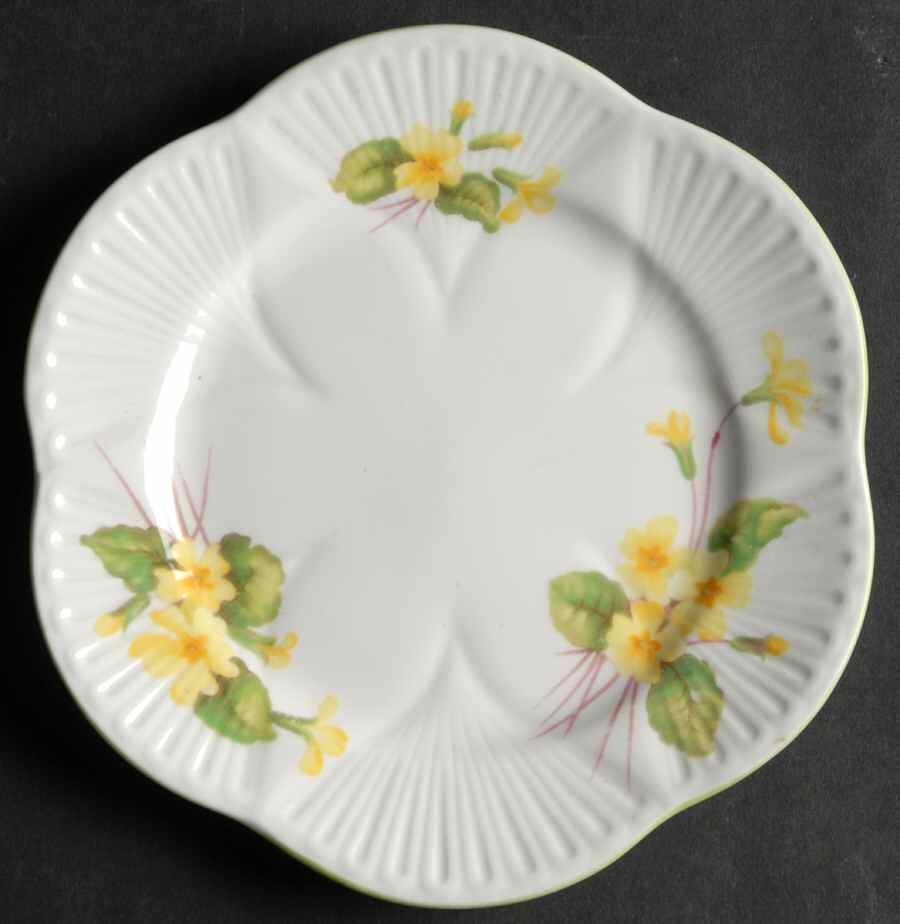 Primrose (Dainty Shape, Green Trim) Bread & Butter Plate by Shelley-1
