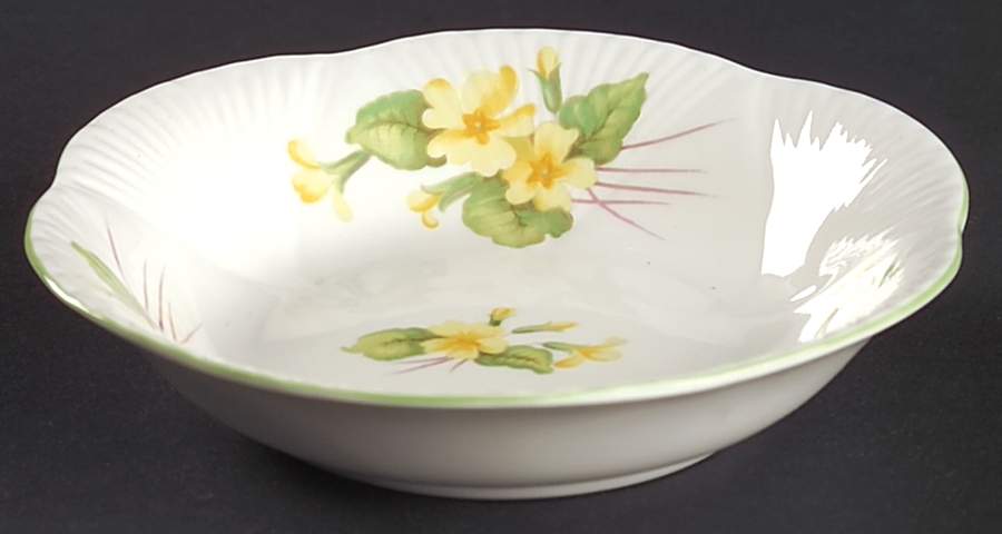 Primrose (Dainty Shape, Green Trim) Fruit/Dessert (Sauce) Bowl by Shelley-1