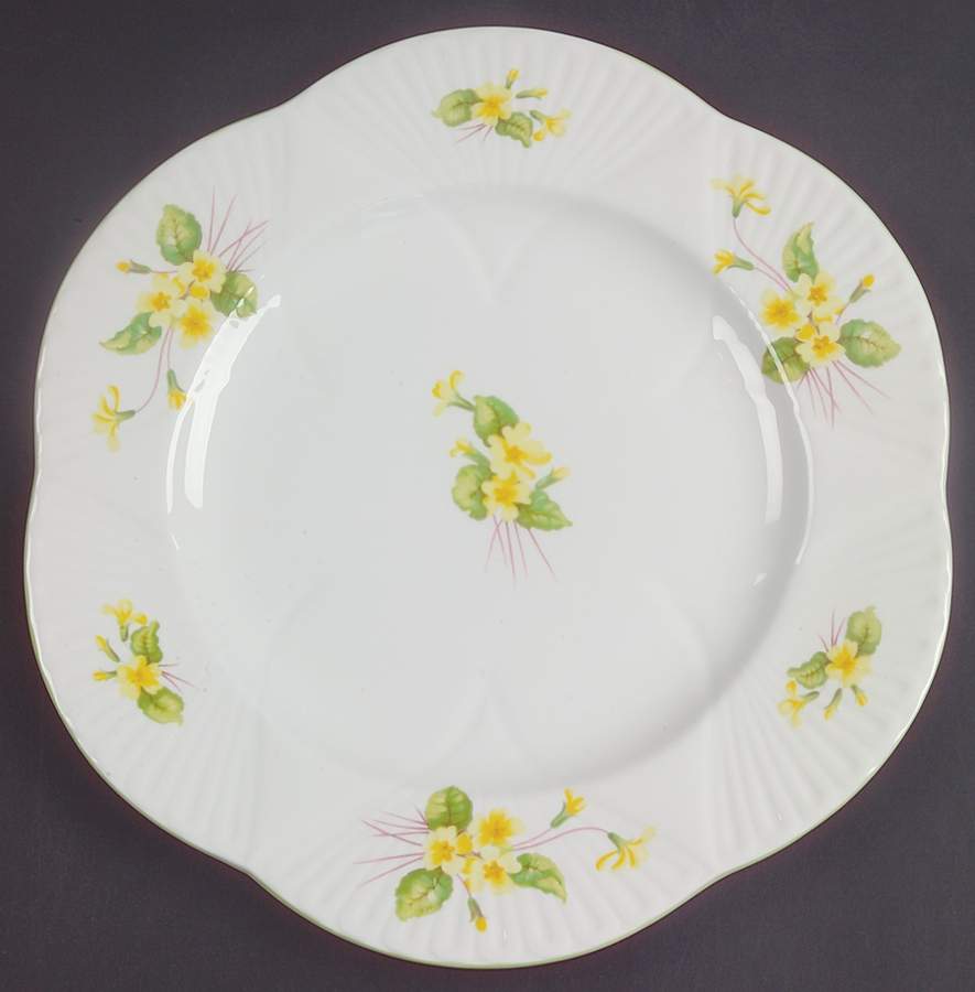 Primrose (Dainty Shape, Green Trim) Dinner Plate by Shelley-1