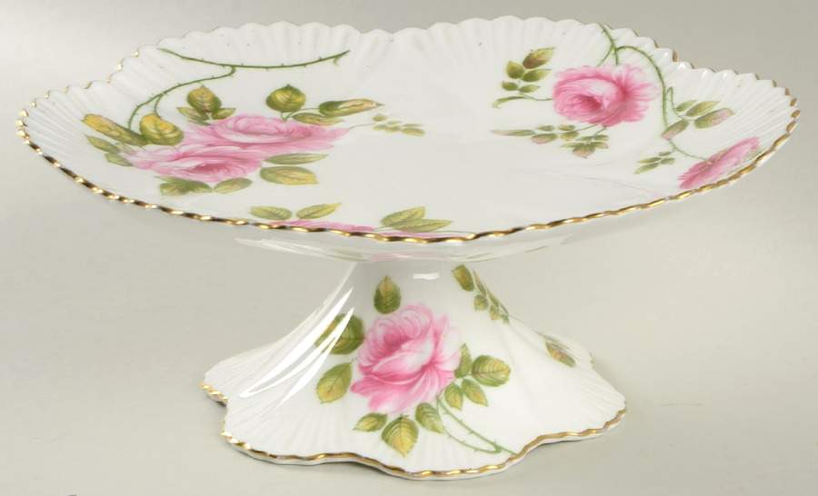 Rambler Rose (Dainty) 8" Diameter Pedestal Cake Stand by Shelley-1