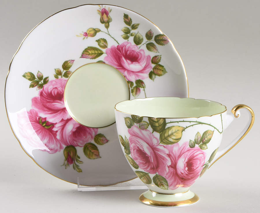 Rambler Rose Footed Cup & Saucer Set by Shelley-1