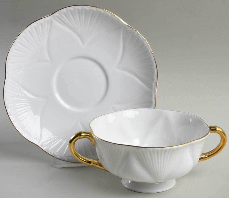 Regency Footed Cream Soup Bowl & Saucer Set by Shelley-1