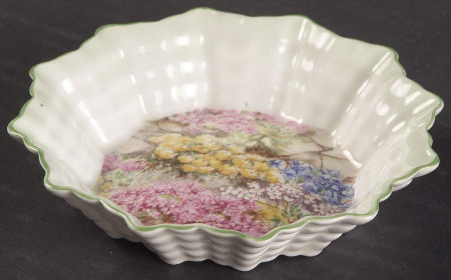 Rock Garden (Green Trim) Round Sweet Meat Dish by Shelley-1