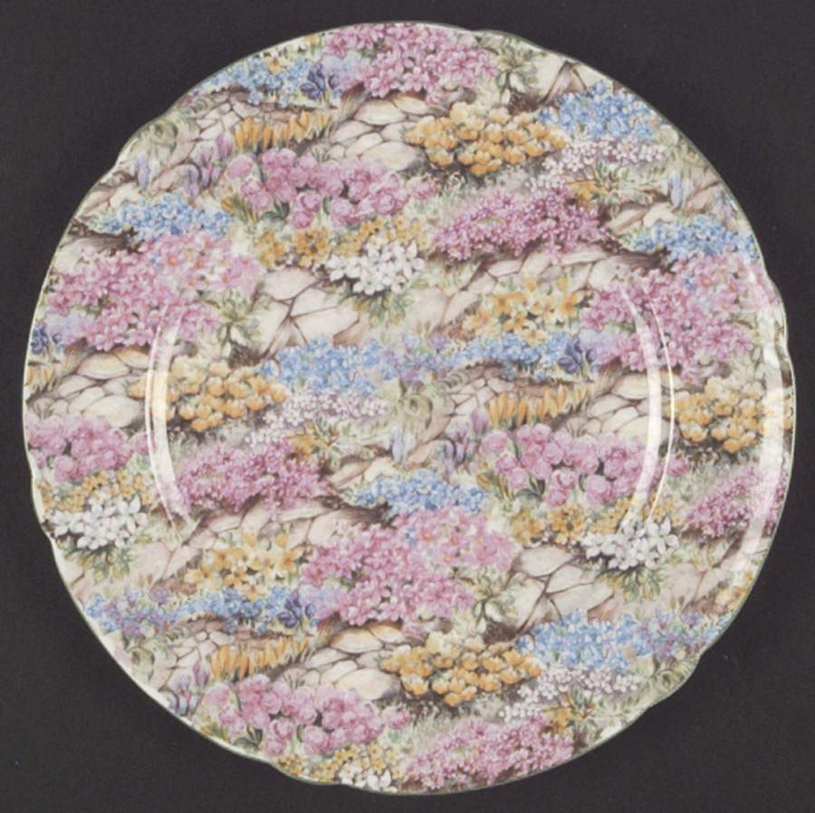 Rock Garden (Green Trim) Salad Plate by Shelley-1
