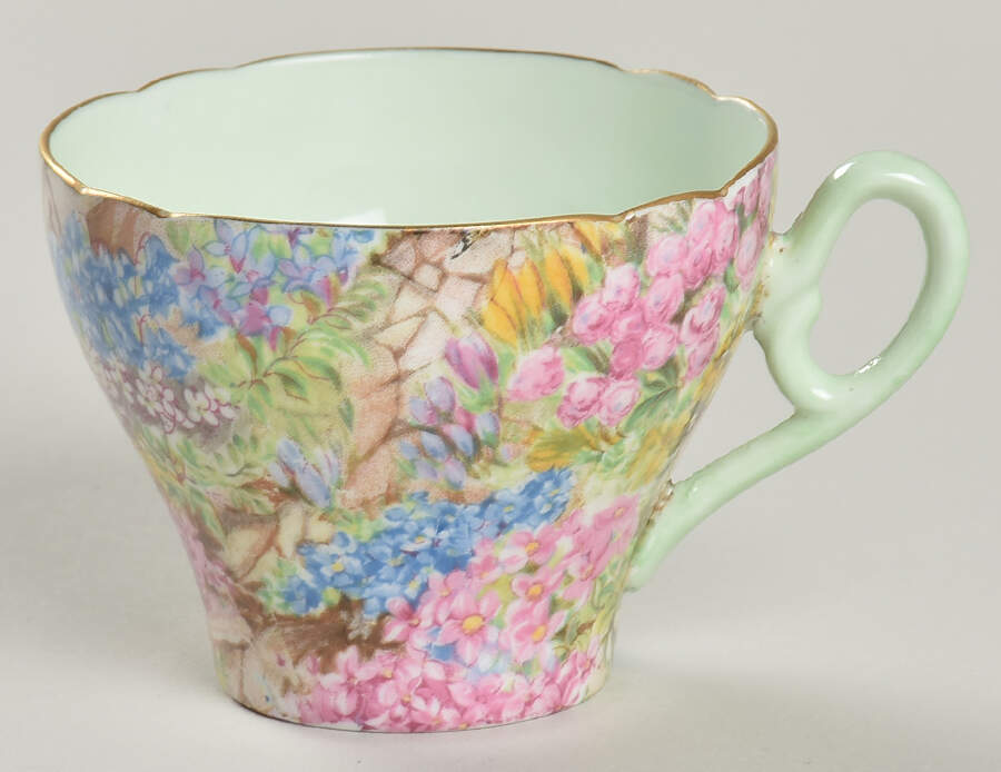 Rock Garden (Gold Trim) Flat Demitasse Cup by Shelley-1