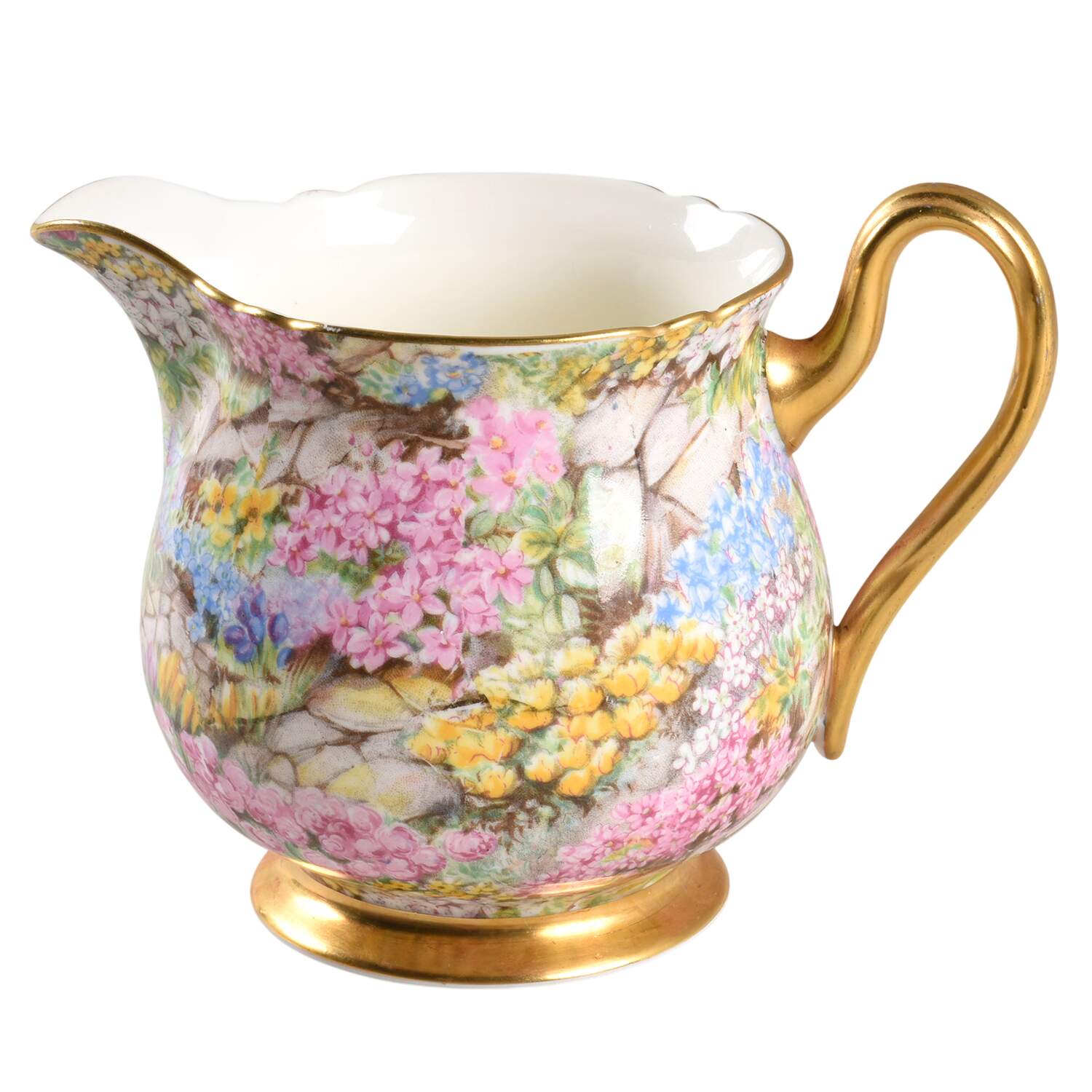 Rock Garden (Gold Trim) Creamer by Shelley-1