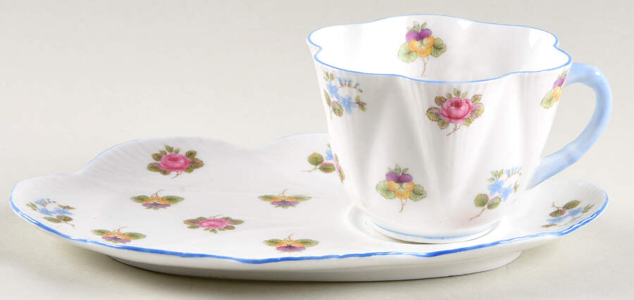 Rose, Pansy, Forget Me Not Plate for Dessert Plate & Cup Set by Shelley-1