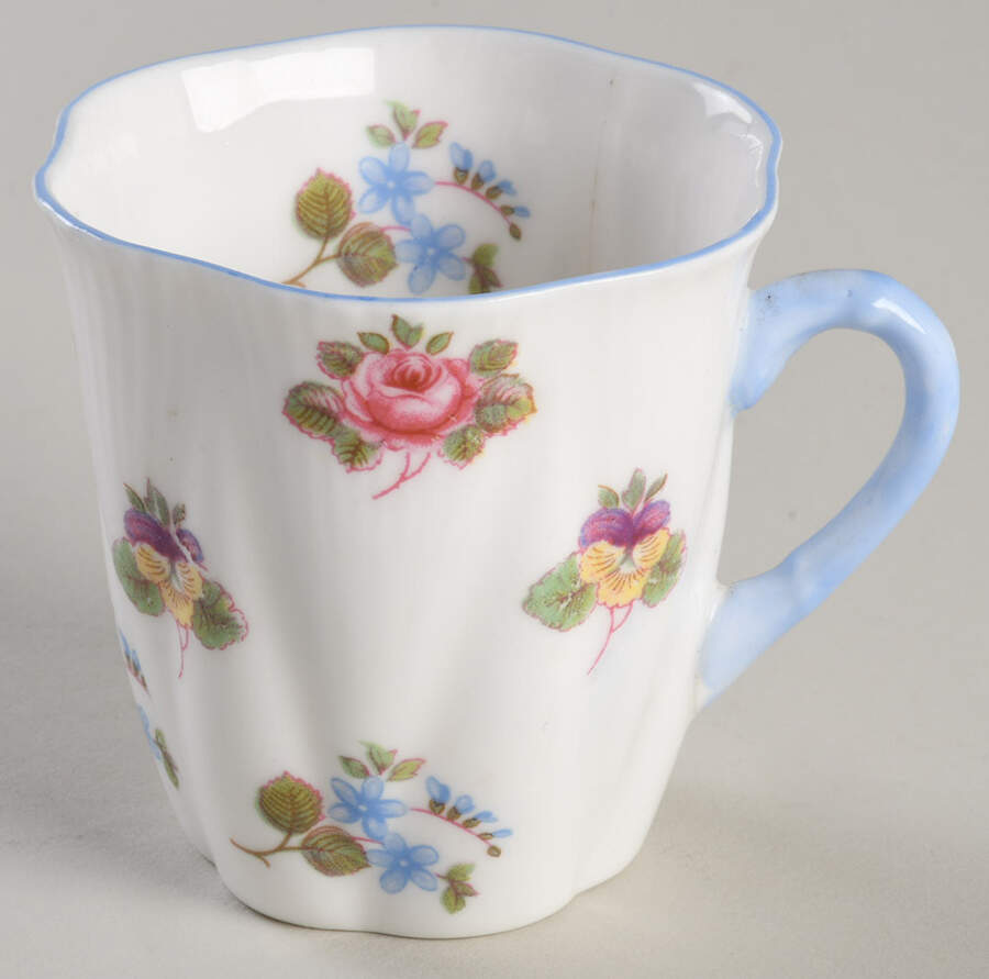 Rose, Pansy, Forget Me Not Flat Demitasse Cup by Shelley-1