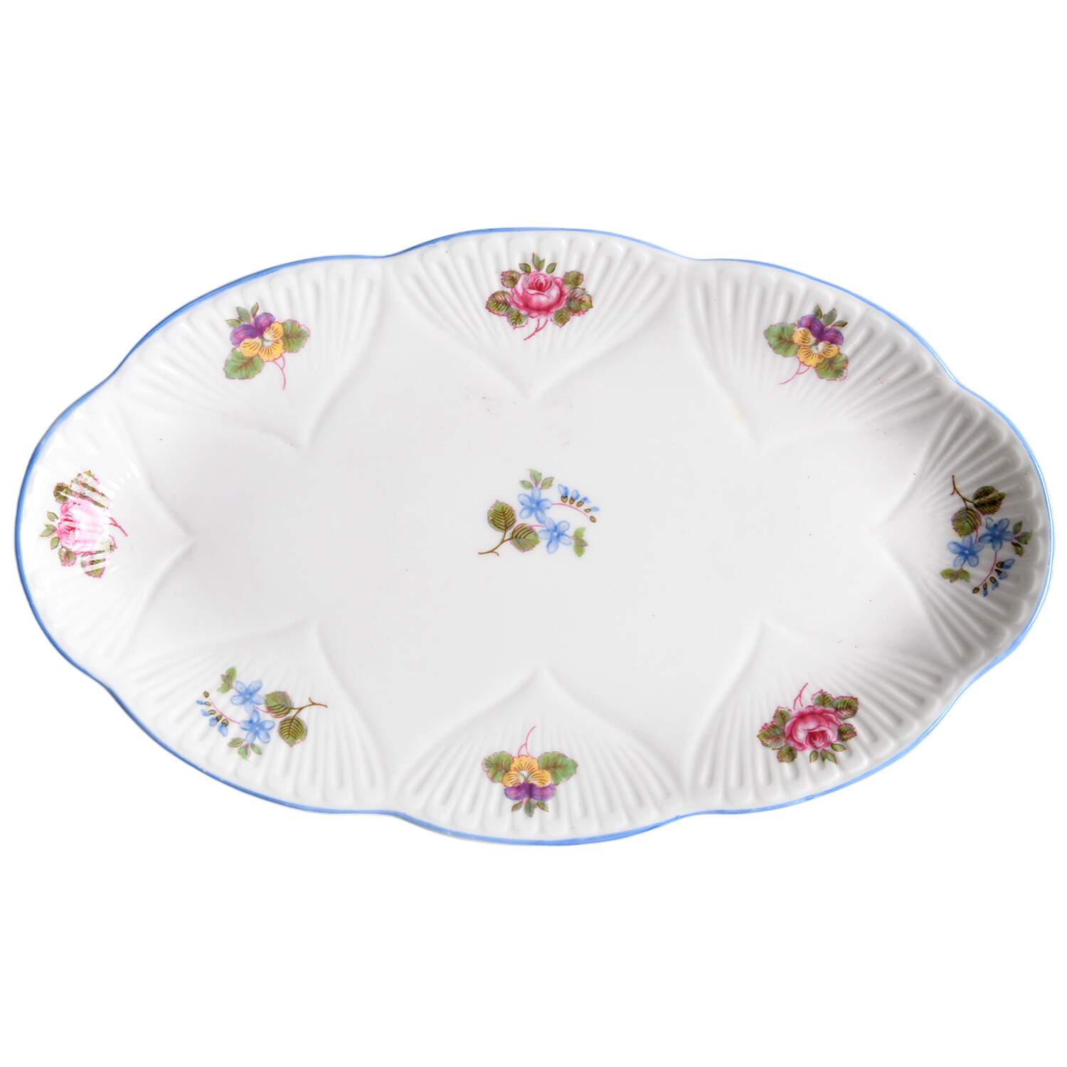 Rose, Pansy, Forget Me Not Tray for Mini Creamer & Open Sugar by Shelley-1