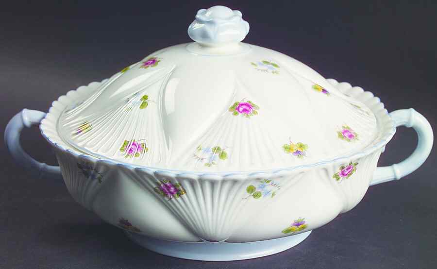 Rose, Pansy, Forget Me Not Round Covered Vegetable by Shelley-1