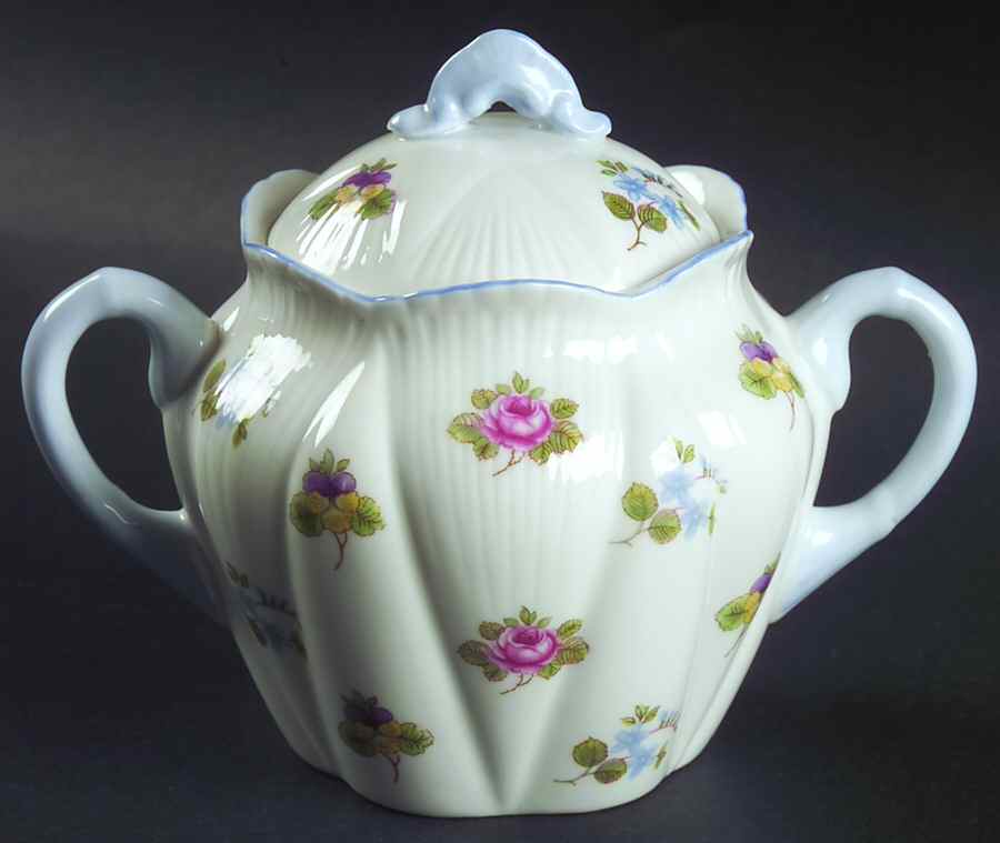 Rose, Pansy, Forget Me Not Sugar Bowl & Lid by Shelley-1