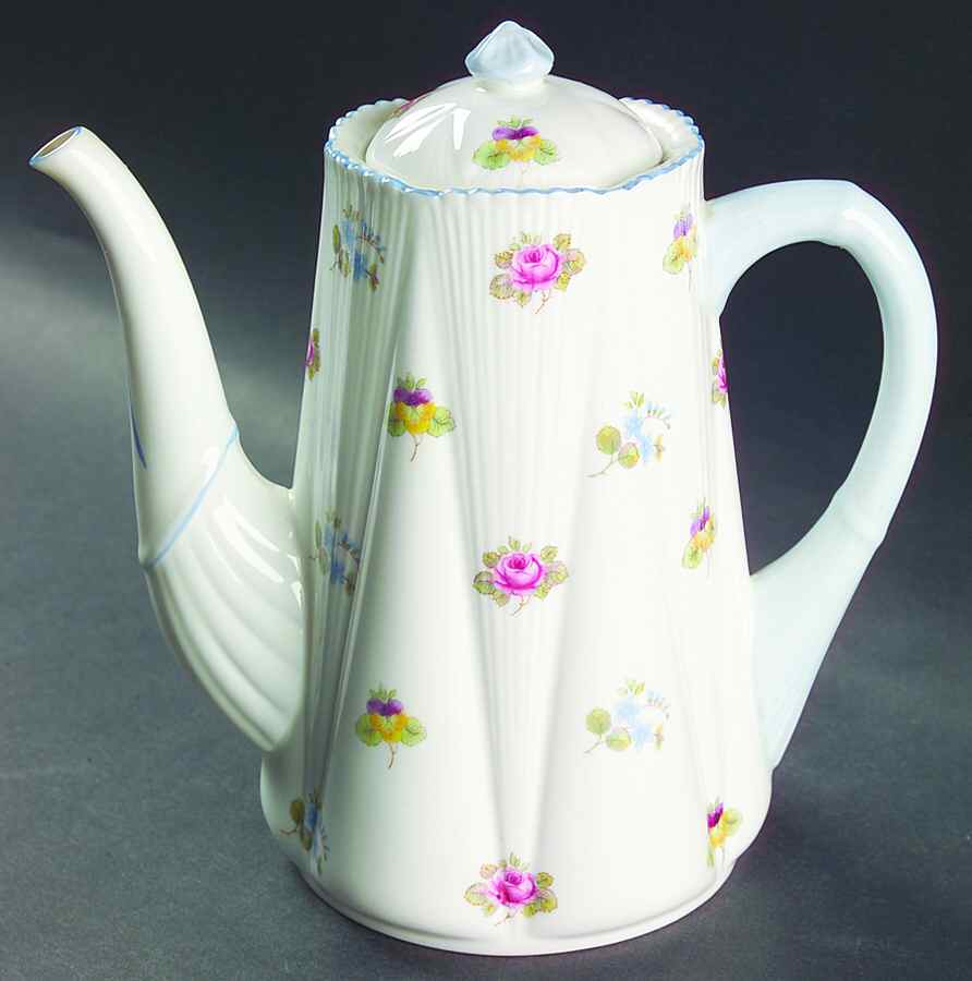 Rose, Pansy, Forget Me Not Small Coffee Pot & Lid by Shelley-1