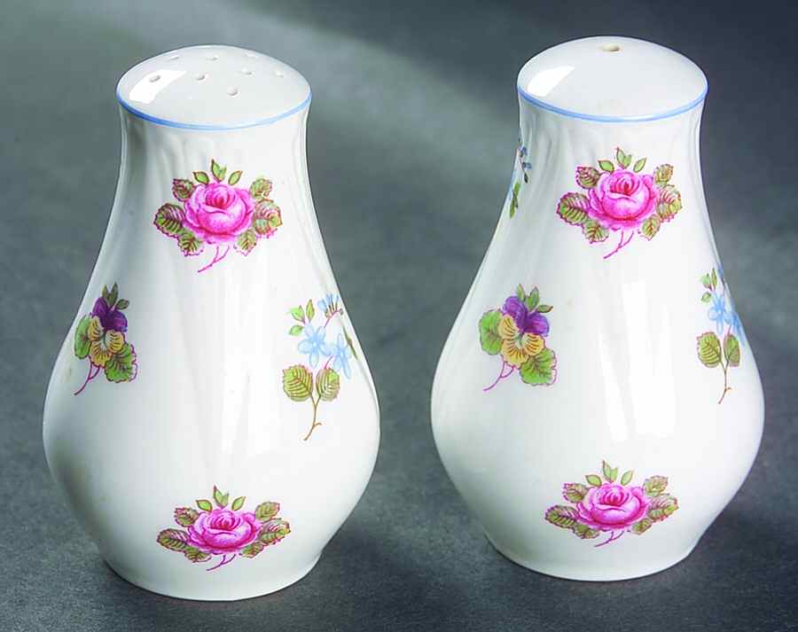 Rose, Pansy, Forget Me Not Salt & Pepper Set by Shelley-1