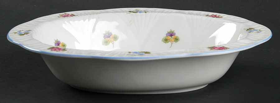 Rose, Pansy, Forget Me Not 9" Oval Vegetable Bowl by Shelley-1