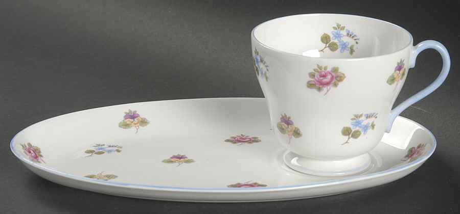 Rose, Pansy, Forget Me Not Snack Plate & Cup Set by Shelley-1