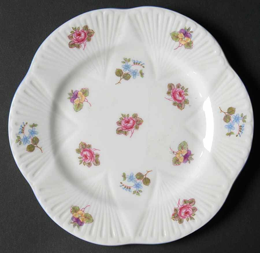 Rose, Pansy, Forget Me Not Bread & Butter Plate by Shelley-1