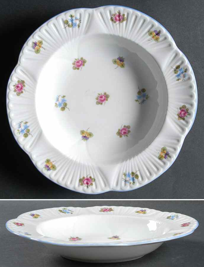 Rose, Pansy, Forget Me Not Large Rim Soup Bowl by Shelley-1