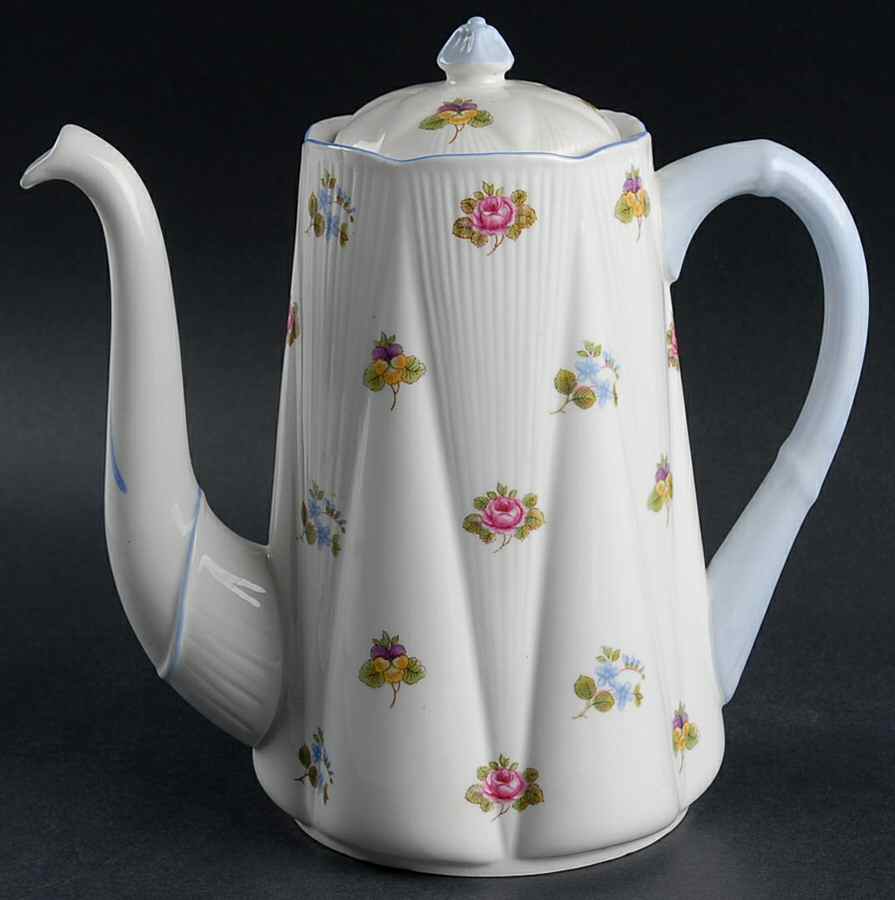 Rose, Pansy, Forget Me Not Coffee Pot & Lid by Shelley-1