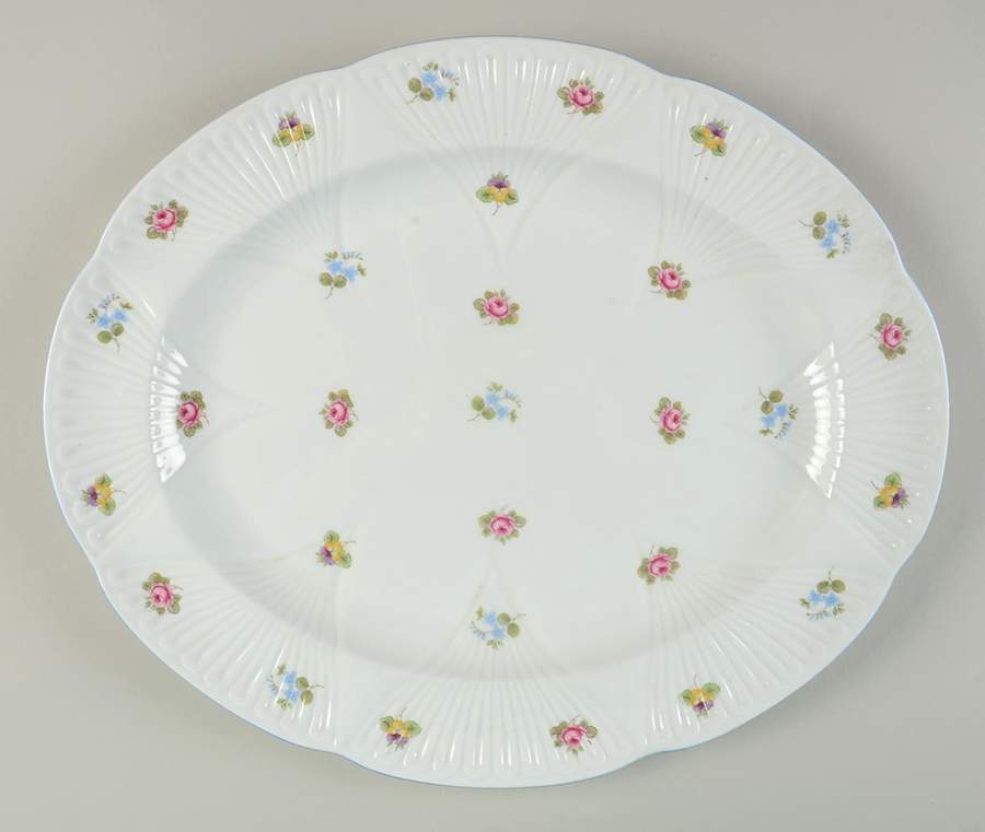 Rose, Pansy, Forget Me Not 14" Oval Serving Platter by Shelley-1