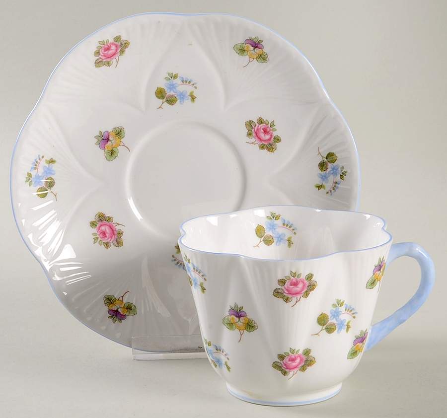 Rose, Pansy, Forget Me Not Oversized Cup & Saucer Set by Shelley-1