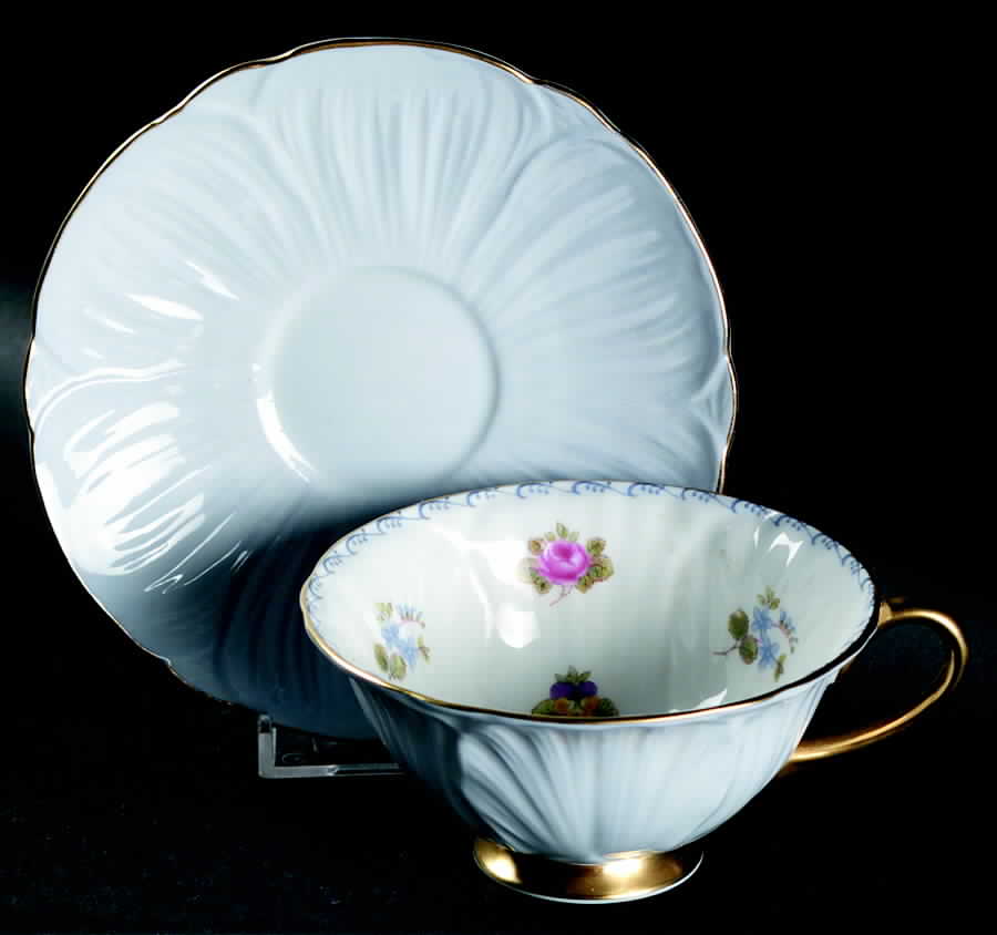 Rose, Pansy, Forget Me Not Footed Cup & Saucer Set by Shelley-1