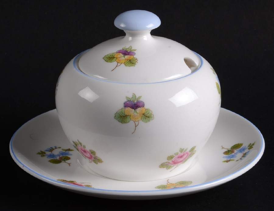 Rose, Pansy, Forget Me Not Mustard & Lid with Underplate by Shelley-1